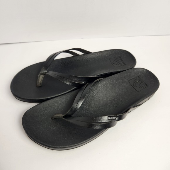 Reef Cushion Court Women's Flip Flop Thong Black Sandals Size 9 - Picture 1 of 5